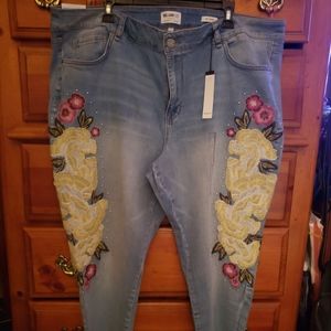 Jeans with embroidery by william rast for justin timberlake